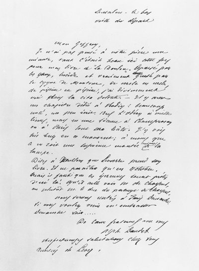 Letter Sent by Alphonse Daudet by French School