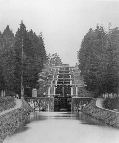 Locks on the Canal de Briare by French School