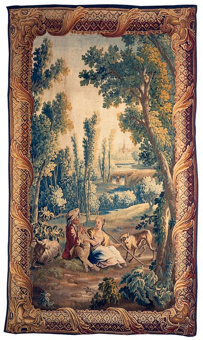 Louis XV Aubusson pastoral tapestry by French School