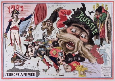 Map of Animated Europe 1870 by French School