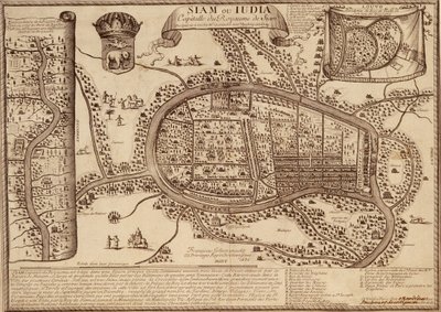 Map of Ayutthaya, 1686 by French School