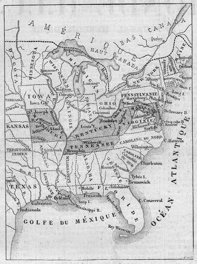 Map of Slavery in the United States by French School