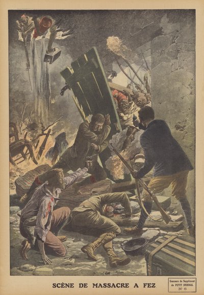 Massacre in Fez, Morocco by French School