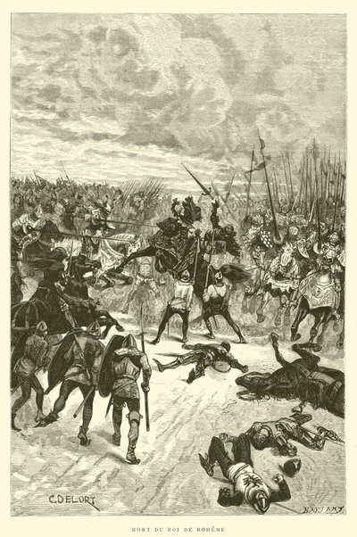 Death of the King of Bohemia (engraving) by French School