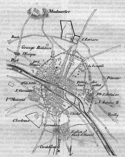 Plan of Paris under Charles V by French School