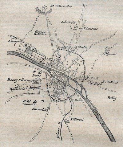 Plan of Paris Under Philippe Auguste by French School