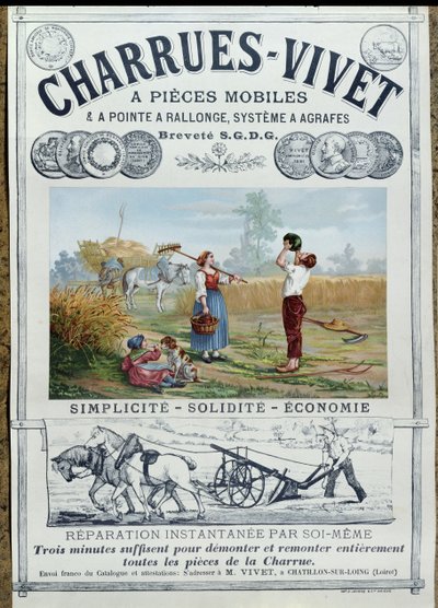 Poster advertising Vivet Ploughs, c.1891 by French School