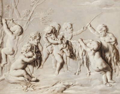 Putti Playing with the She-Goat Amalthea by French School