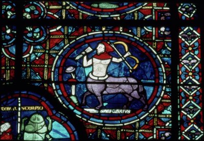 Sagittarius, from the Zodiac Window, 13th century by French School
