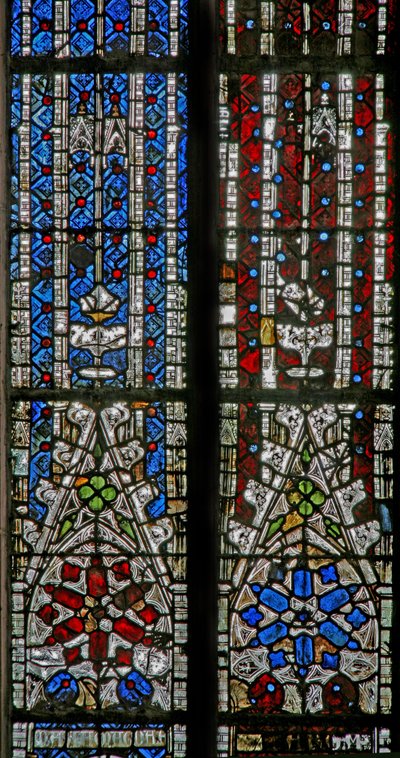 South chapel window wF depicting canopy details by French School