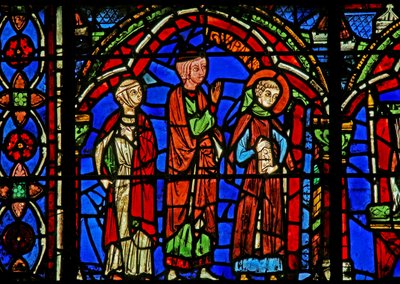 St Cheron window: goes to school by French School