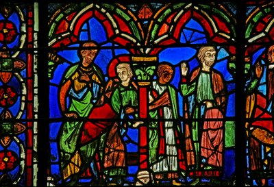 St Cheron window: refuses marriage by French School