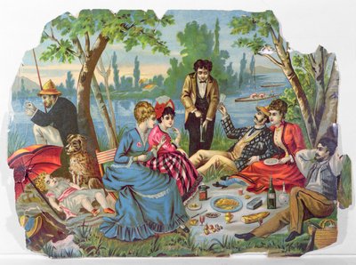 Summer picnic by the river by French School