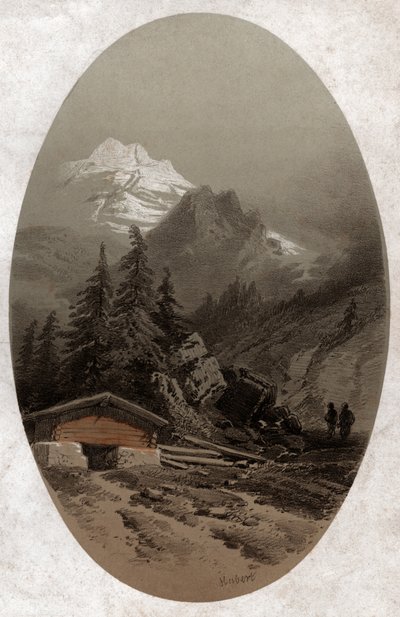 Swiss Alps (engraving) by French School