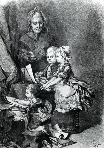 The Infant Mozart Playing the Piano by French School
