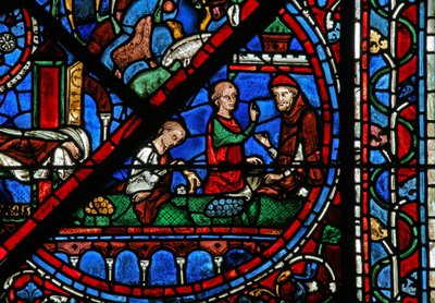 The Joseph Window: The Moneychangers by French School