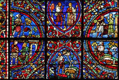 The Prodigal Son window: various scenes by French School