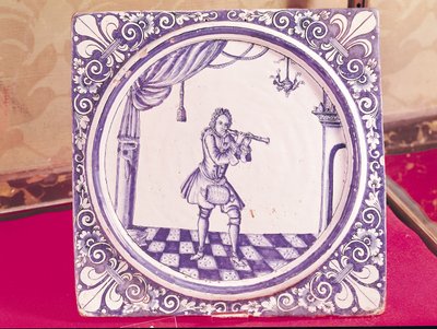 Tile depicting a clarinetist, 1706 by French School