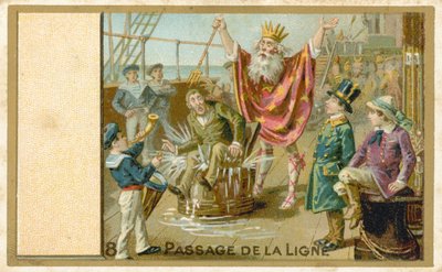 Trade card titled Crossing the Line by French School