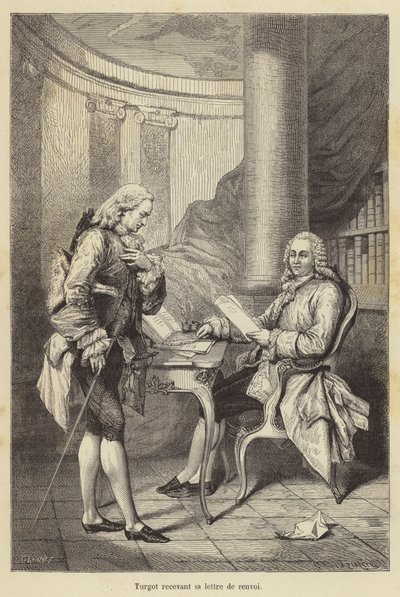 Turgot Receiving His Dismissal Letter (engraving) by French School