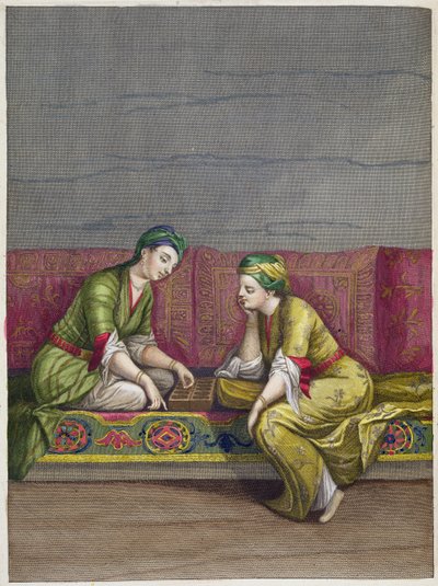 Turkish Girls, playing Mangala, 18th century by French School