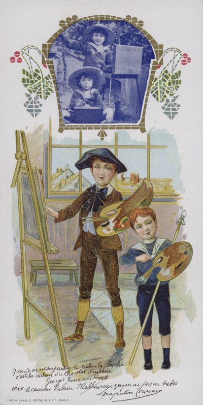 Two Boys Painting by French School