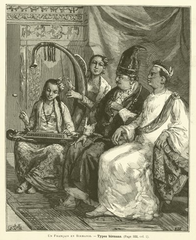 A Frenchman in Burma (engraving) by French School