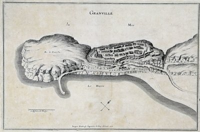 View of Granville and its fortifications by French School