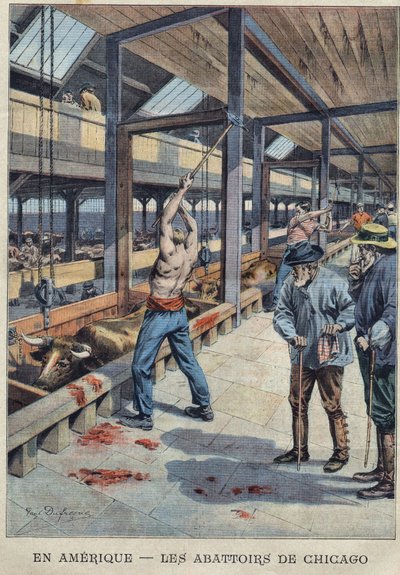 View of the Slaughterhouses in Chicago, USA by French School
