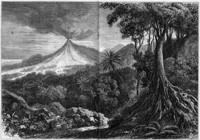 Volcanic eruption, Ile de la Reunion by French School