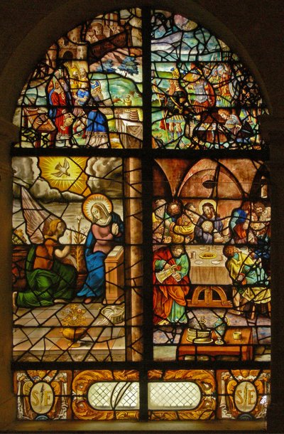 Window Charnier-12 Depicting Melchisedek, Annunciation, Last Supper by French School