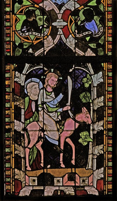 Window N-chapB depicting the Entry into Jerusalem by French School