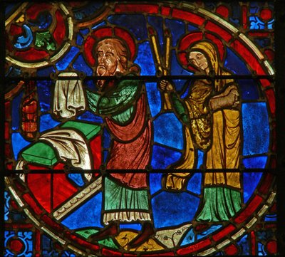 Window depicting Elisha and the Widow by French School