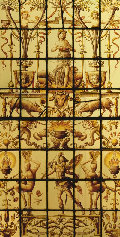 Window Depicting Mars and the Earth by French School