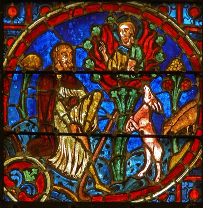 Window depicting Moses and the Burning Bush by French School