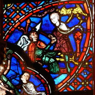 Window depicting Cain and Abel by French School