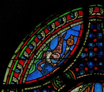 Window w0 depicting an angel by French School