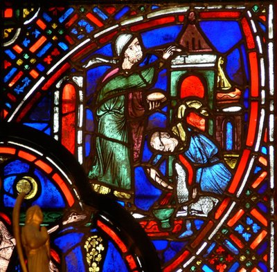 Window depicting the Passover Tau sign by French School