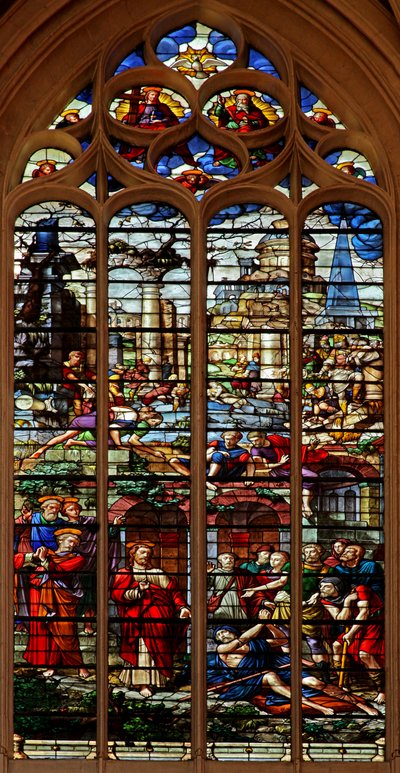 Window depicting Christ healing the paralytic by French School