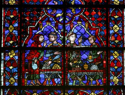 Window W105 Depicting Donors - Moneychangers by French School