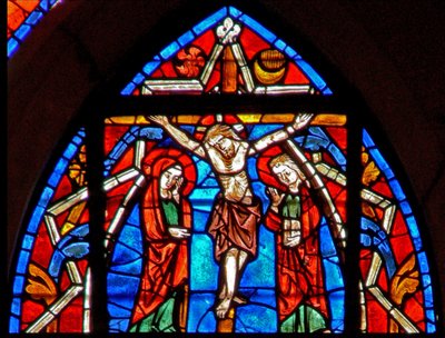 Window depicting the Crucifixion by French School