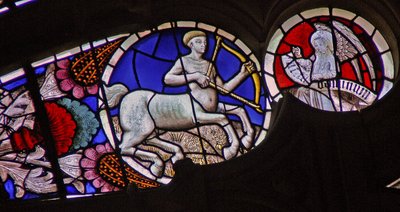 Window w114 depicting the Zodiac sign Sagittarius by French School