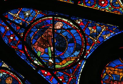 Window w115 depicting Cain cultivates the ground by French School