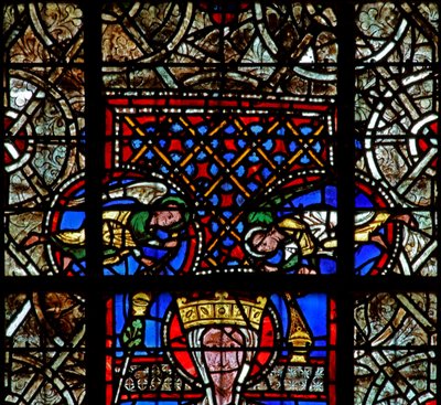 Window w129 depicting angels by French School