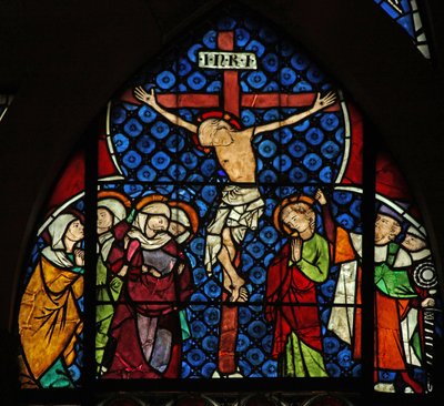 Window w12 depicting the Crucifixion by French School