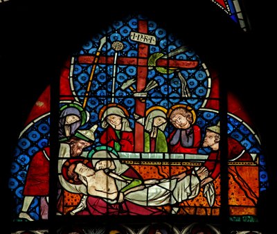 Window w12 depicting the Entombment by French School