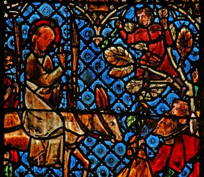 Window w12 depicting the Entry to Jerusalem by French School