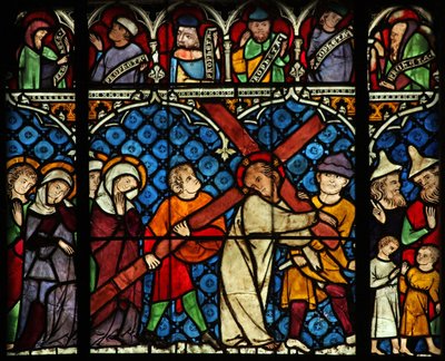 Window w12 depicting the Via Crucis by French School