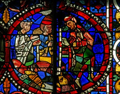 Window depicting a scene from Exodus? by French School