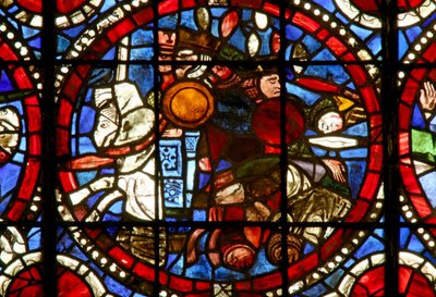 Window depicting a battle scene by French School